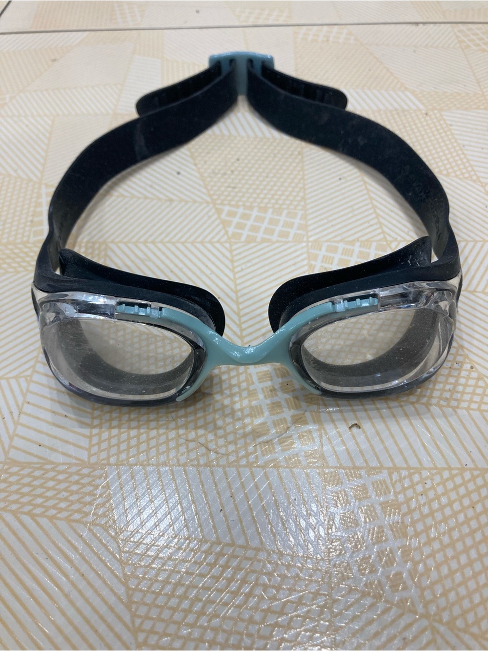 Men's Swim Goggles in Light Blue and Black - Comfortable Fit